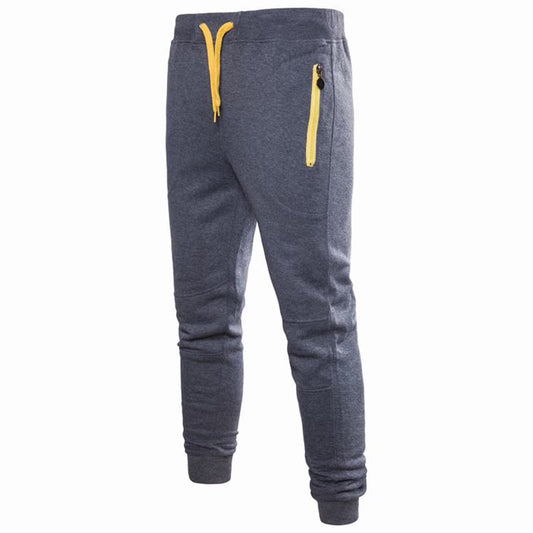 Men'S Solid Drawstring Pants Elastic Waist Tapered Joggers Slim Stretch Sweatpants Zipper Pocket Fitness Trousers Fashion Hippie Regular Fit Fall Winter Outdoor Casual Long Pants