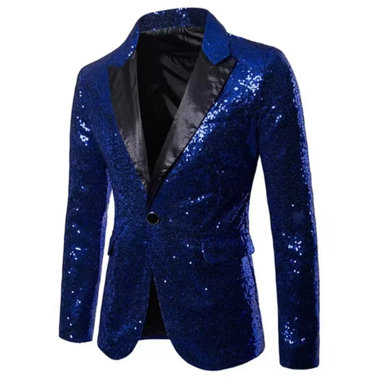 Elegant Sequin Suits for Men Single Blazer Peak Lapel for Wedding Performance Stage Costume Party Tuxedo Suits for Men