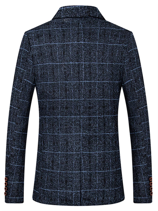 Men'S Suit Coat Business Casual Small Suit Spring and Autumn New Professional Clothes Formal Men'S Top Fashion Plaid Dress