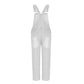 2024 Women'S Overalls Loose Fit Ladies Jeans Summer Solid Color Fashion Baggy Suspenders Button Jumpsuit Casual Sleeveless Wide Long Bib Leg Rompers with Pockets White M