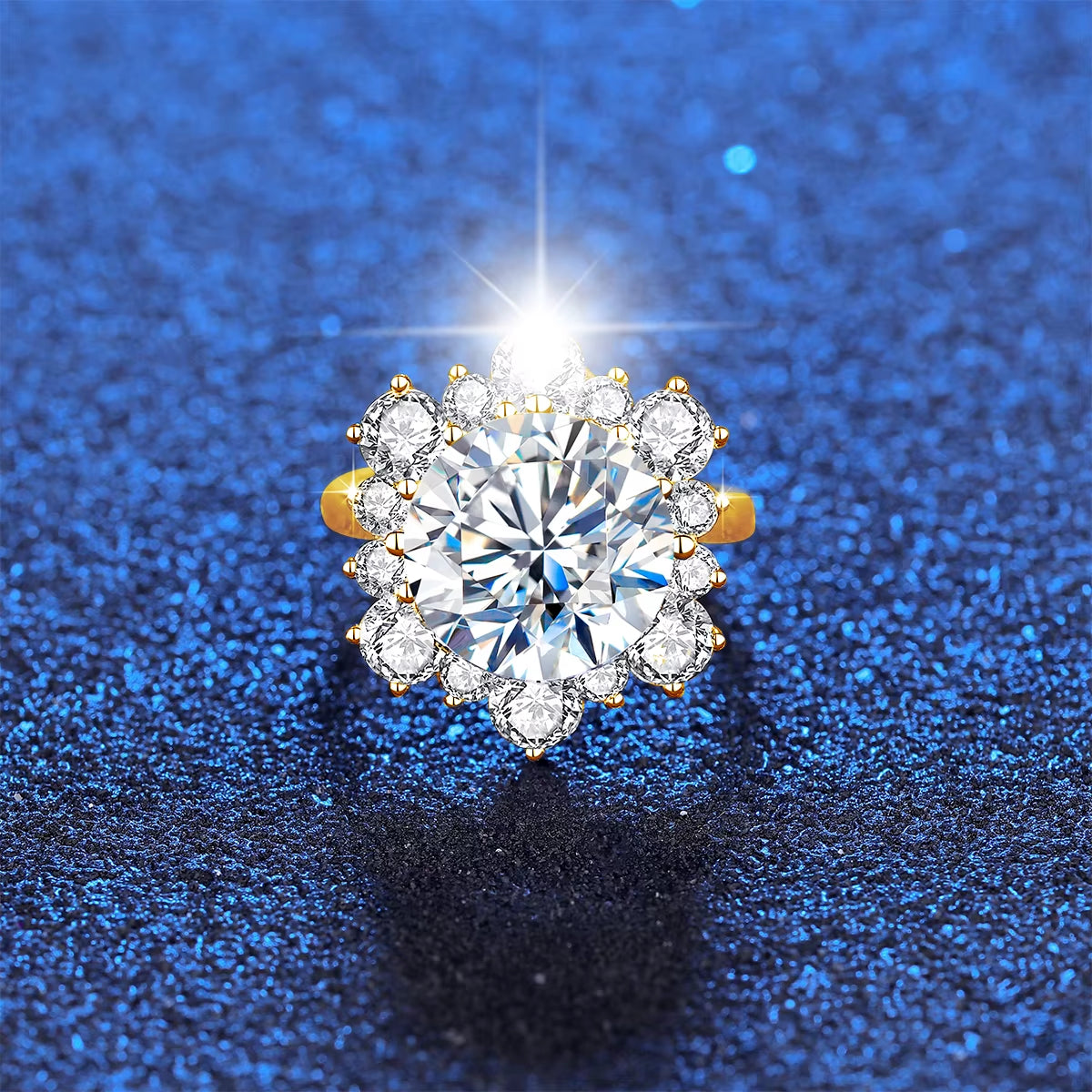 Massive round Cut 13Mm 8Ct Moissanite Ring with Certification Luxury Wedding Fine Jewelries for Women Engagement Gift Pass Test