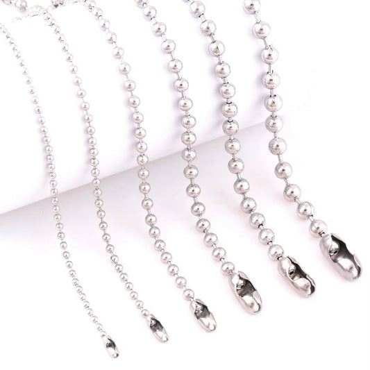 Width 1.6Mm-/5Mm Stainless Steel round Ball Chain High Quality and Wholesale No Discoloration of Water Necklace