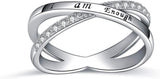 I Am Enough Ring Sterling Silver CZ Ring for Women Girls Size 5-10