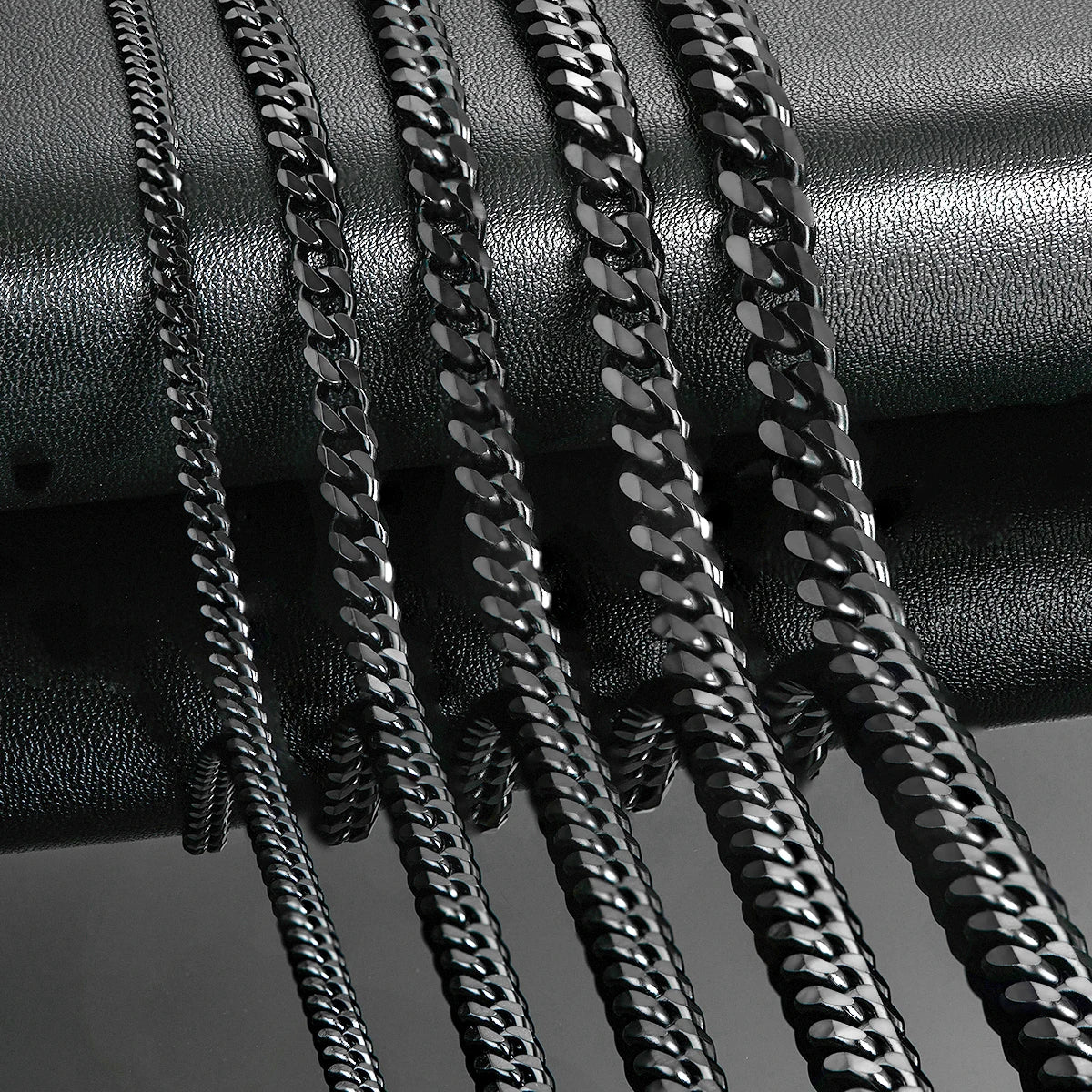 3.6Mm/5Mm/6Mm/7Mm/8Mm Black Color Stainless Steel Cuban Link Chains Classic Men Boy Curb Chunky Necklace 14 to 30 Inches