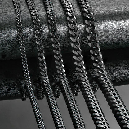 3.6Mm/5Mm/6Mm/7Mm/8Mm Black Color Stainless Steel Cuban Link Chains Classic Men Boy Curb Chunky Necklace 14 to 30 Inches