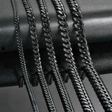 3.6Mm/5Mm/6Mm/7Mm/8Mm Black Color Stainless Steel Cuban Link Chains Classic Men Boy Curb Chunky Necklace 14 to 30 Inches