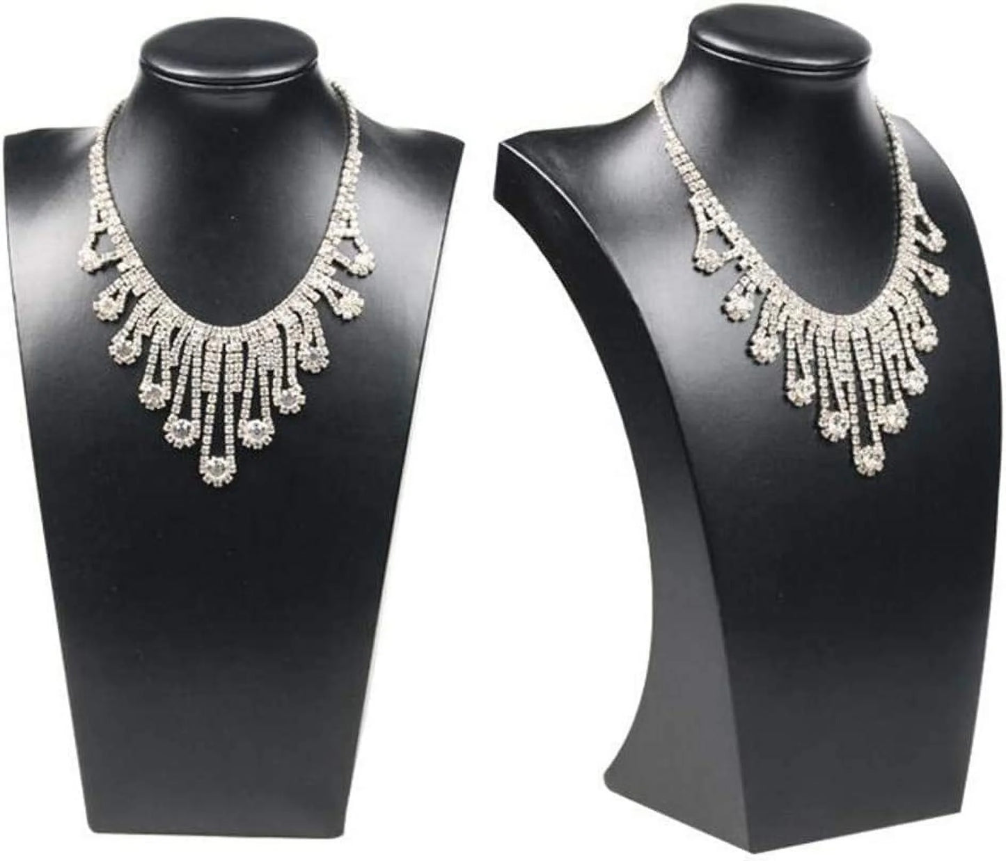 Leather Necklace Bust Jewelry Display Stand Figure Pendant Chain Jewelry Organizer Stand (S(HW 9.8 X 5.7 Inch), Black)