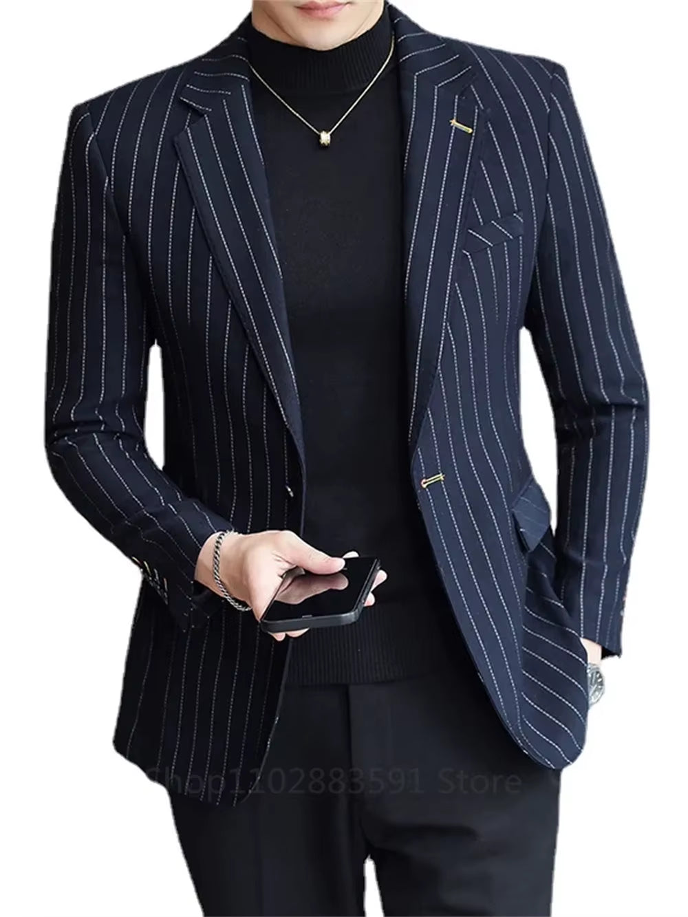 New Men'S Suit Jacket Slim Striped Single-Breasted Suit Business Casual Professional Formal Jacket Banquet Suit Blazer