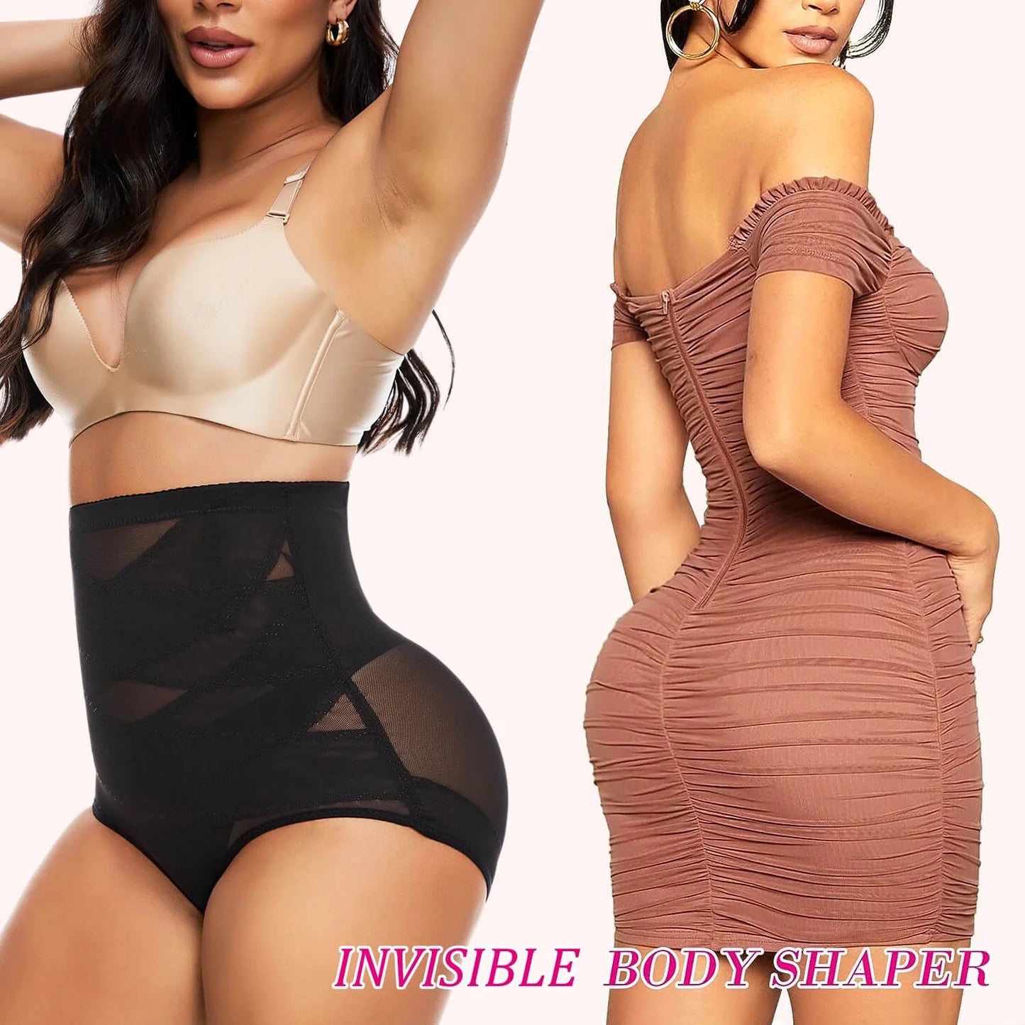 2 Packs Shapewear Tummy Control Underwear for Women High Waisted Girdle Body Shaper Butt Lifting Panties