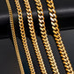 Hot Sale 5Mm/6Mm/7Mm/8Mm/9Mm Gold Plated Stainless Steel Cuban Link Chains Classic Men Boy Curb Chunky Necklace 20 to 24 Inches