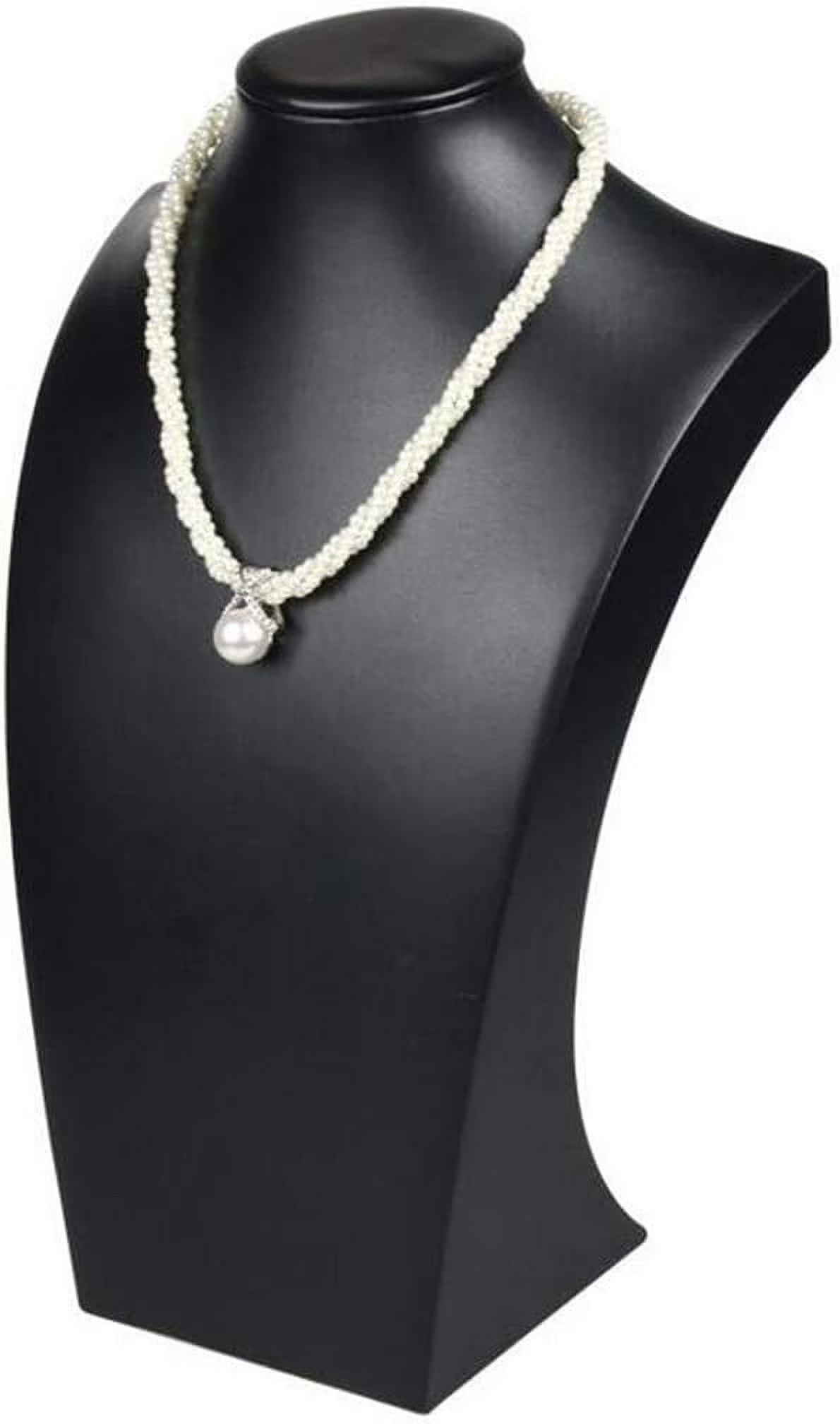 Leather Necklace Bust Jewelry Display Stand Figure Pendant Chain Jewelry Organizer Stand (S(HW 9.8 X 5.7 Inch), Black)