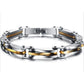 Men Boys Stainless Steel Two Tone Rhombus Cool Link Bangle Bracelet Cuff Gold/Silver Color Wristband Jewelry Xmas Gift