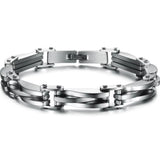 Men Boys Stainless Steel Two Tone Rhombus Cool Link Bangle Bracelet Cuff Gold/Silver Color Wristband Jewelry Xmas Gift