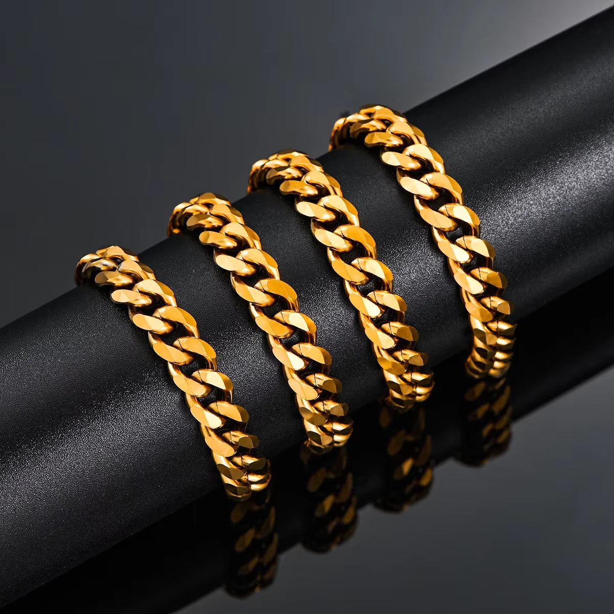Hot Sale 5Mm/6Mm/7Mm/8Mm/9Mm Gold Plated Stainless Steel Cuban Link Chains Classic Men Boy Curb Chunky Necklace 20 to 24 Inches