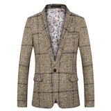 Men'S Suit Coat Business Casual Small Suit Spring and Autumn New Professional Clothes Formal Men'S Top Fashion Plaid Dress