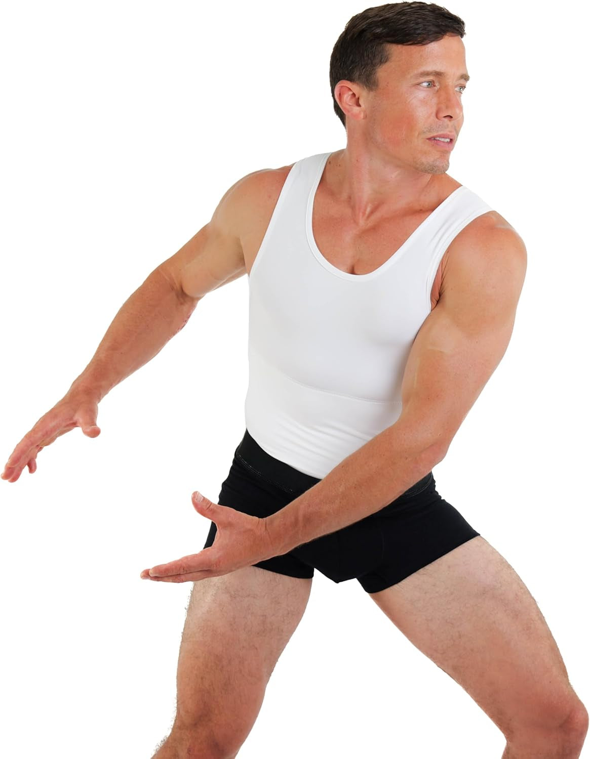 Max Mens Compression Shirt for Chest and Body Shaper Belly Slimming Shapewear Undershirt Tank Top for Men