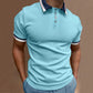 Men Polo Male Silk Touch Polo Men Extended T-Shirts(Light Blue,M)