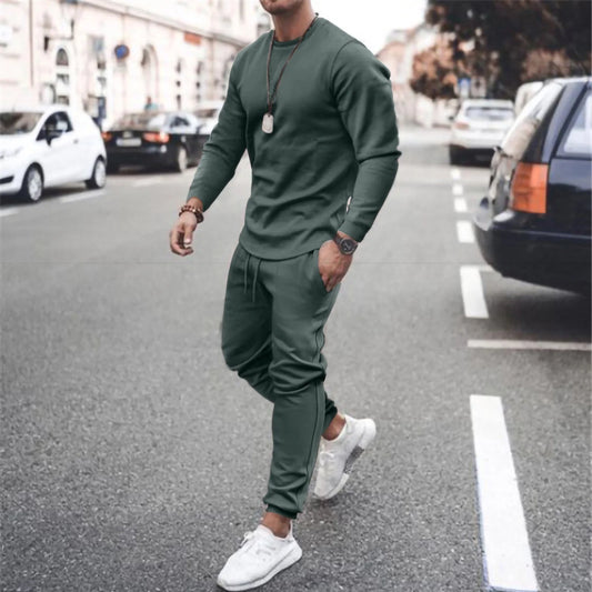 Men'S Tracksuit Long Sleeve round Neck Sweatshirts Tops Pants Set Two Piece Sweatsuits Outfits Sports Suit