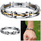 Men Boys Stainless Steel Two Tone Rhombus Cool Link Bangle Bracelet Cuff Gold/Silver Color Wristband Jewelry Xmas Gift