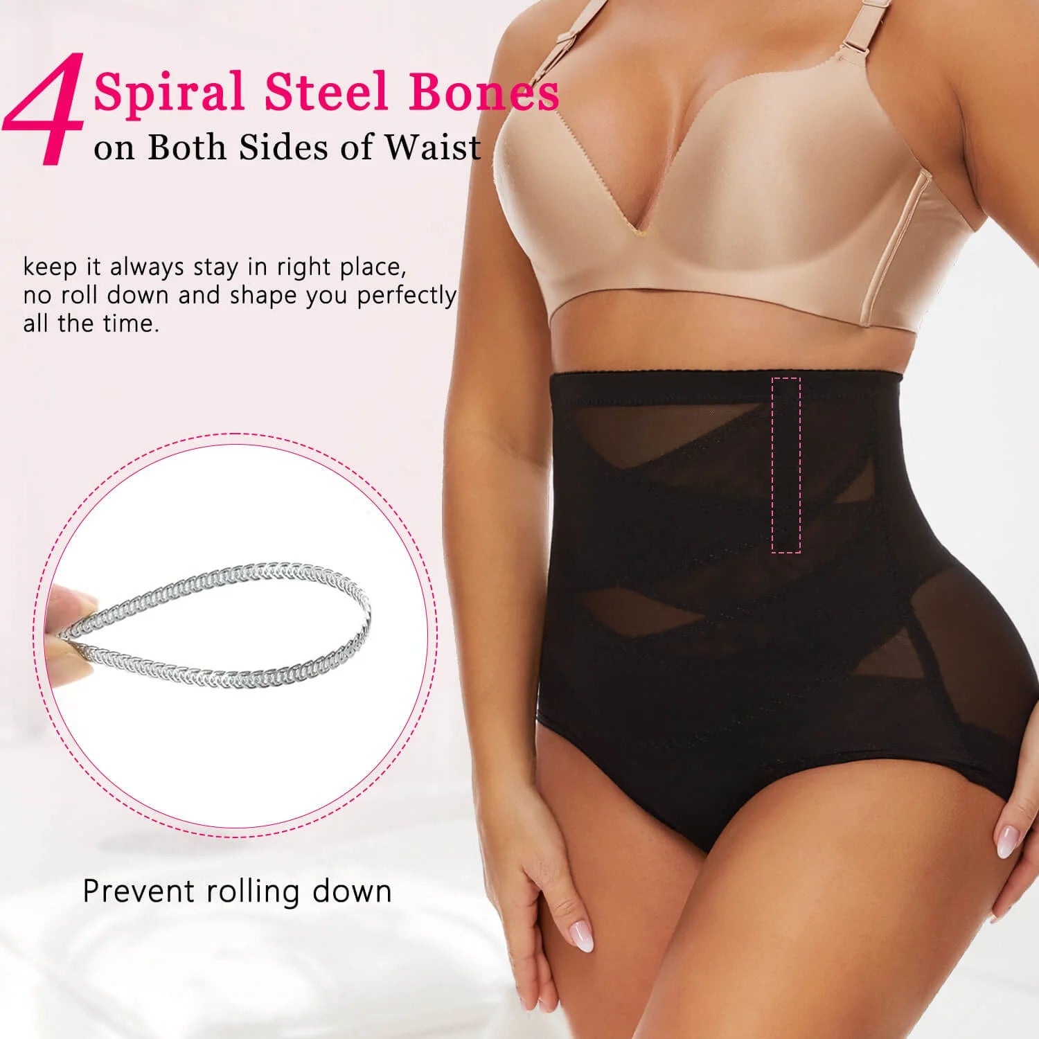 2 Packs Shapewear Tummy Control Underwear for Women High Waisted Girdle Body Shaper Butt Lifting Panties