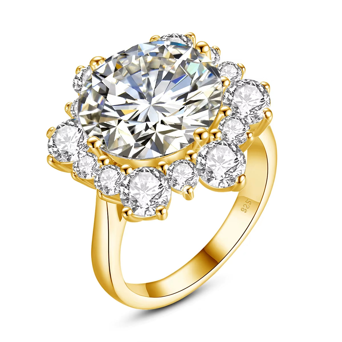 Massive round Cut 13Mm 8Ct Moissanite Ring with Certification Luxury Wedding Fine Jewelries for Women Engagement Gift Pass Test