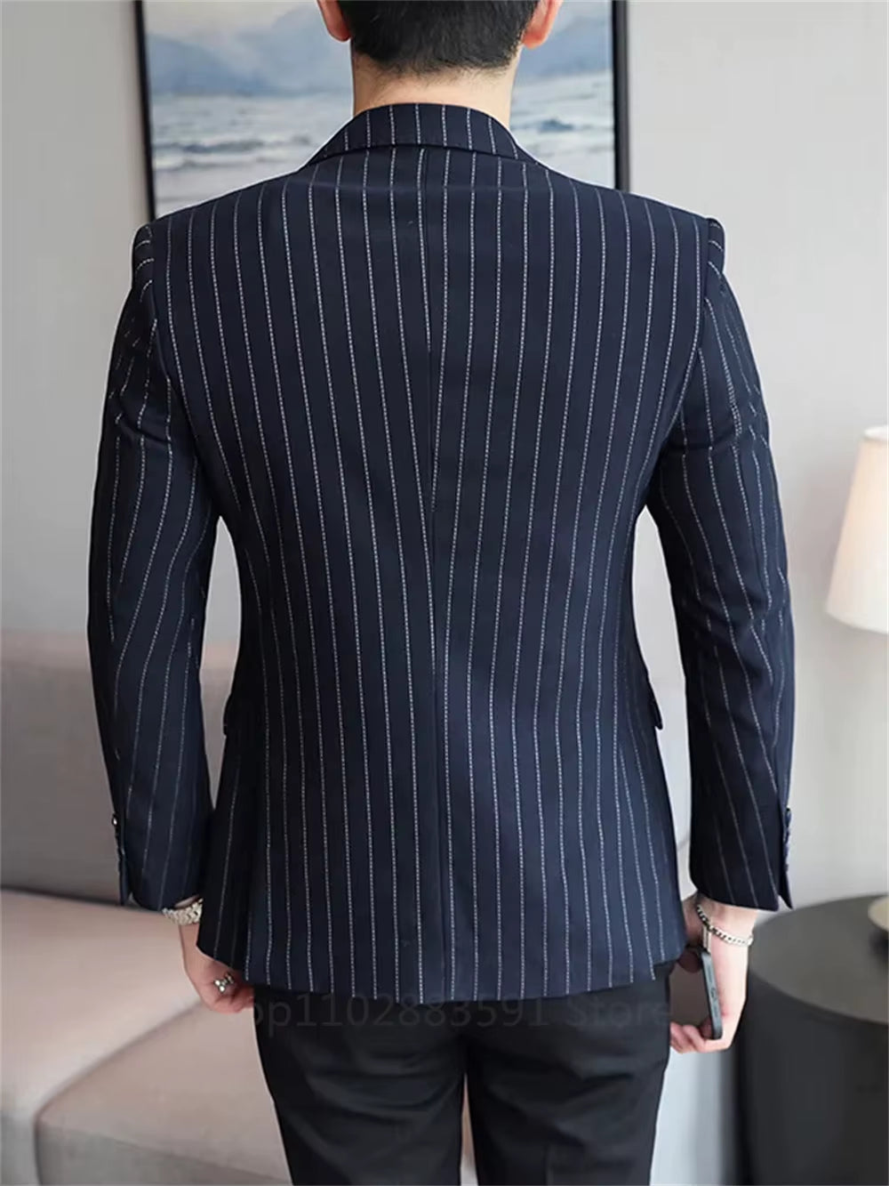 New Men'S Suit Jacket Slim Striped Single-Breasted Suit Business Casual Professional Formal Jacket Banquet Suit Blazer