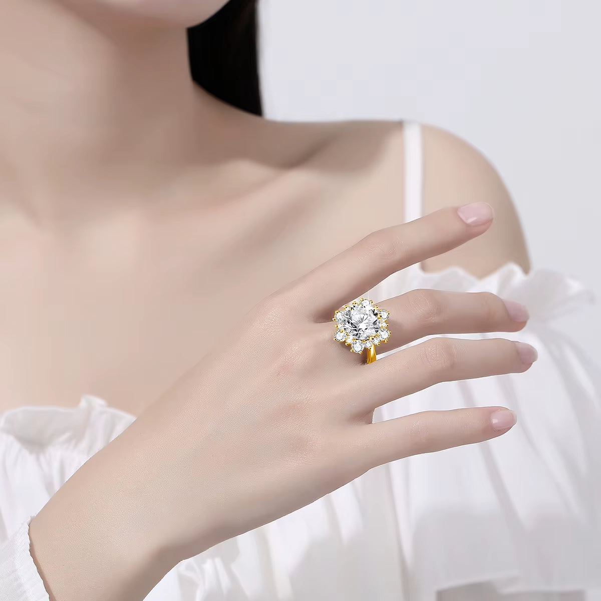 Massive round Cut 13Mm 8Ct Moissanite Ring with Certification Luxury Wedding Fine Jewelries for Women Engagement Gift Pass Test