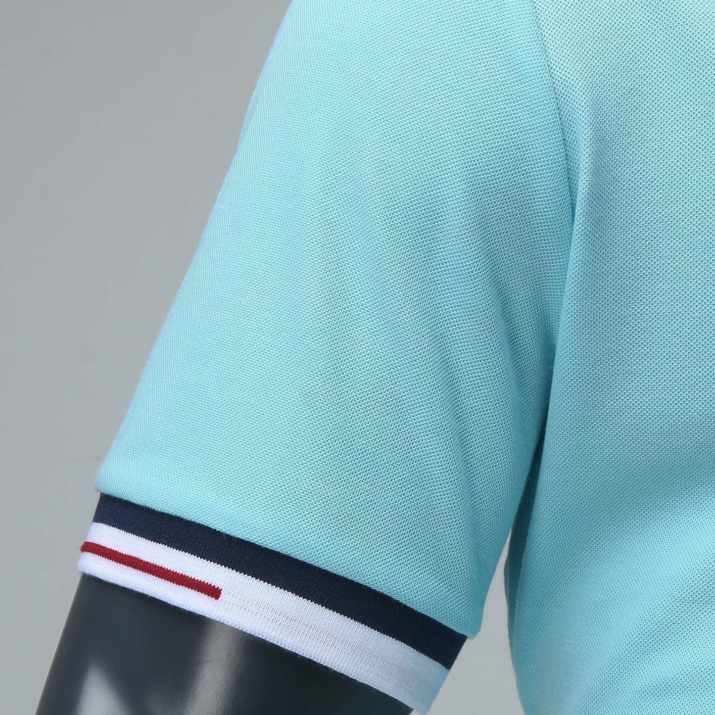 Men Polo Male Silk Touch Polo Men Extended T-Shirts(Light Blue,M)