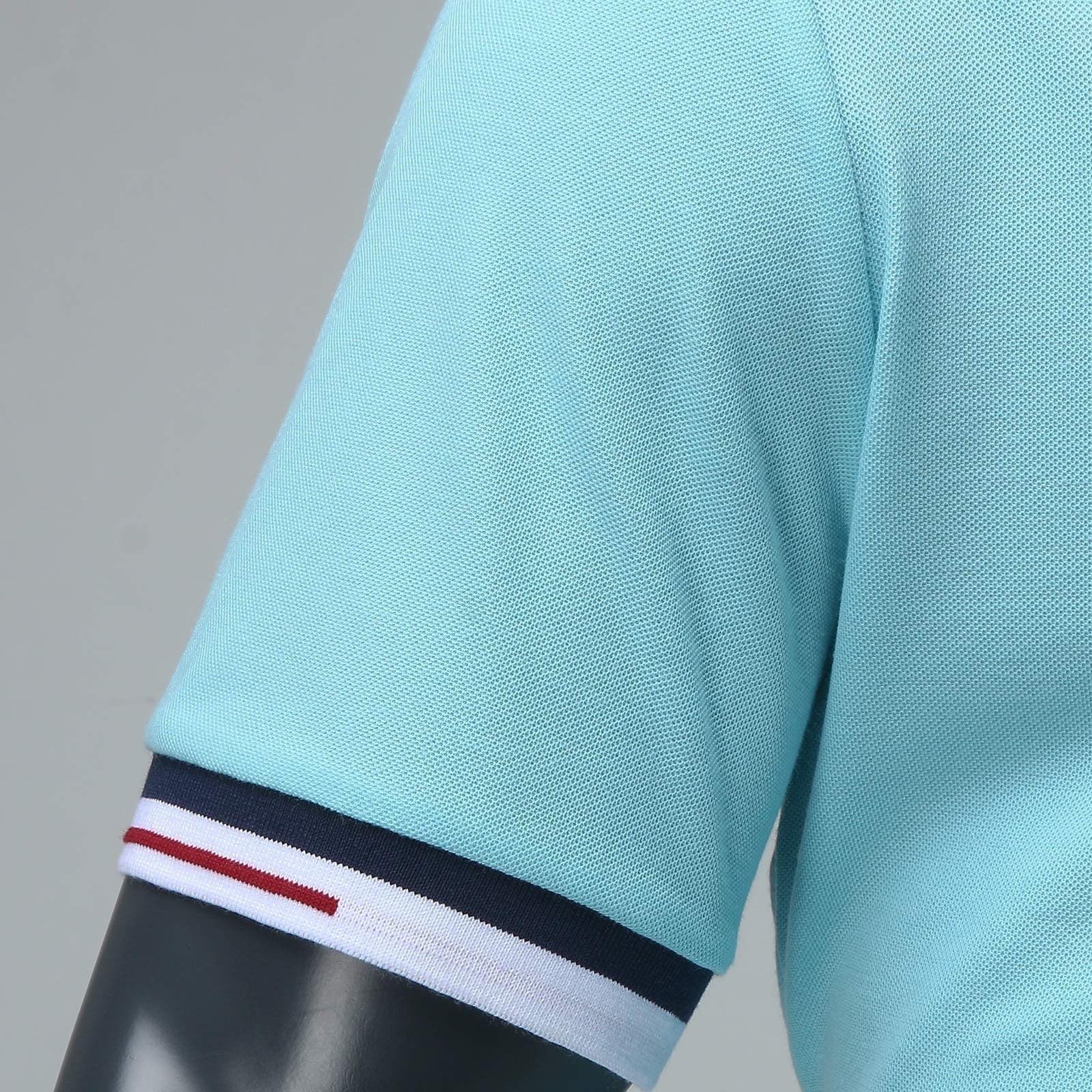 Men Polo Male Silk Touch Polo Men Extended T-Shirts(Light Blue,M)