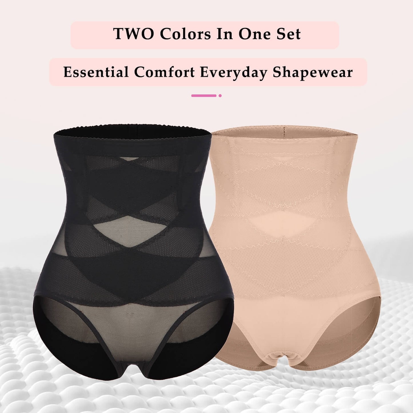 2 Packs Shapewear Tummy Control Underwear for Women High Waisted Girdle Body Shaper Butt Lifting Panties
